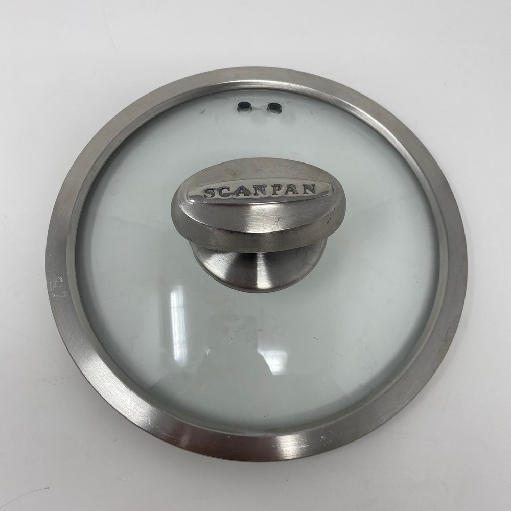 Scanpan Glass Pot Pan Replacement Lid 7.25" Silver Good Steam Vent Metal Knob